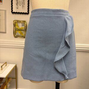 J Crew Mercantile Wool Blend Ruffled Mini Skirt Elevated Pastel Icy Blue Ballet